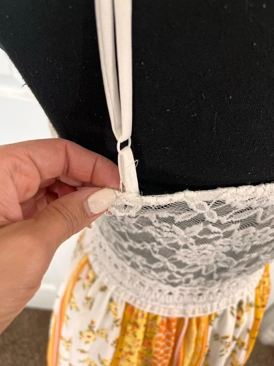 J for justify White Crochet Waist Maxi Skirt with Yellow Floral Panels - Picture 8 of 14